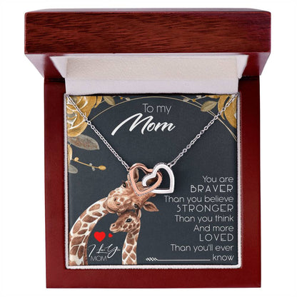 To My Mom Interlocking Hearts Necklace Message Card