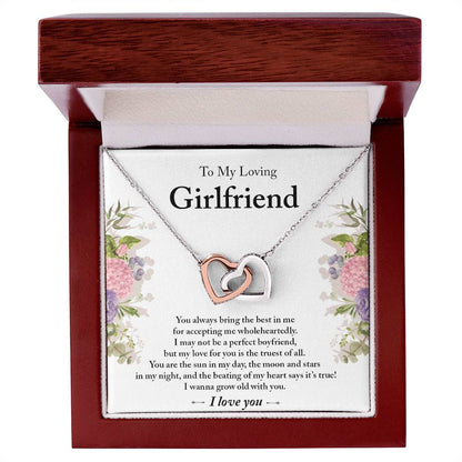 To My Loving Girlfriend - Interlocking Heart Pendant Necklace Interlocking Hearts Necklace