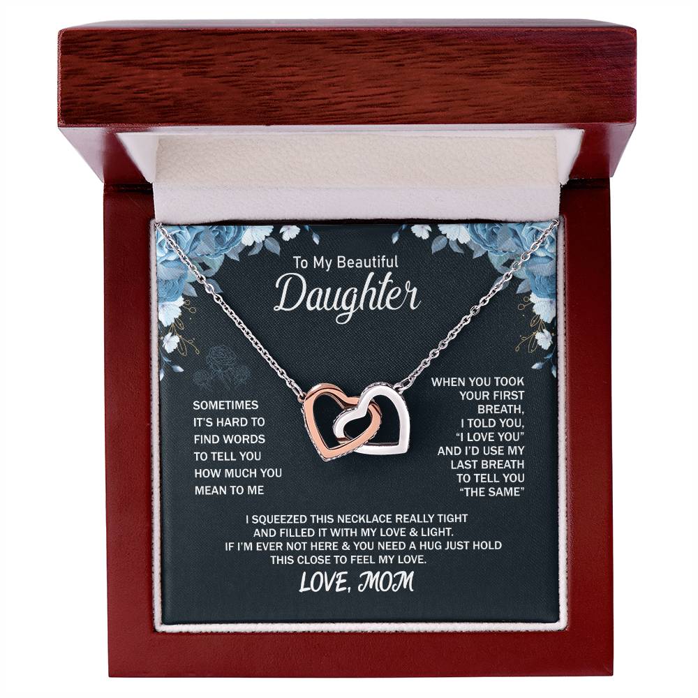 To My Daughter From Mom Interlocking Hearts Necklace Mother To Daughter Gift Birthday Gift To Daughter From Mom Daughter Necklace