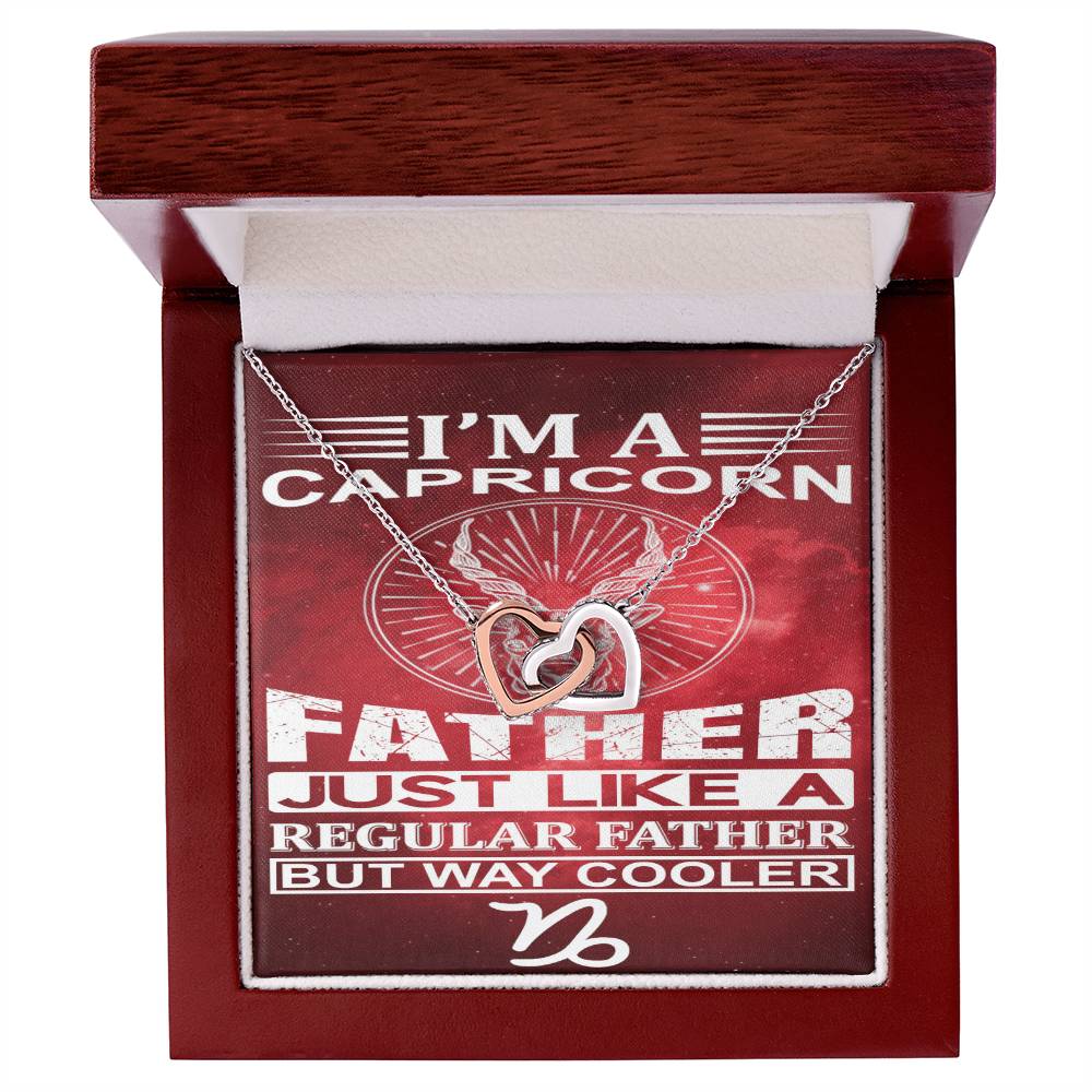 Capricorn Cool Father Red Sky Personalized Dog Tag Keychain Interlocking Hearts Necklace