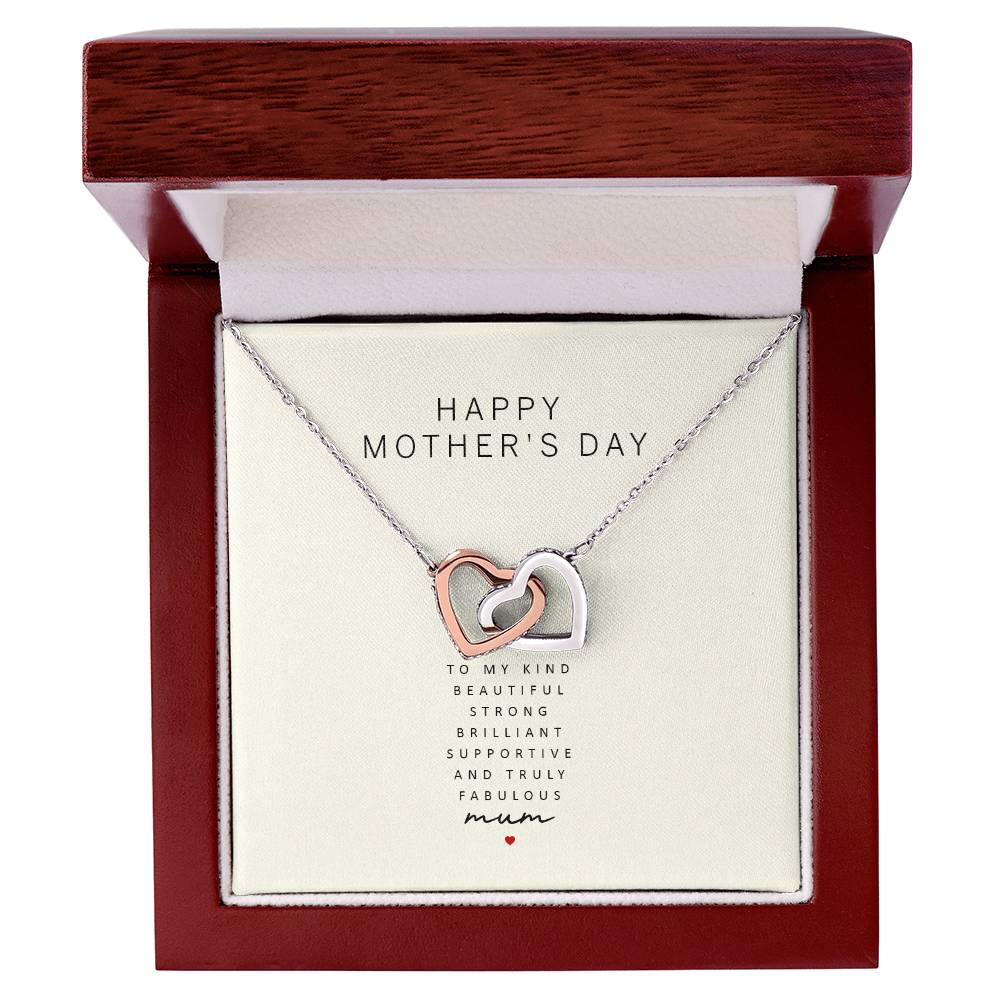 Happy Mother'S Day To My Kind Beautiful Strong Brilliant Supportive And Truly Fabulous Mum Interlocking Hearts Necklace