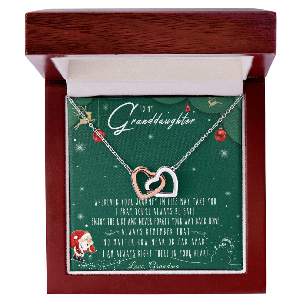 To My Granddaughter Interlocking Hearts Necklace Message Card