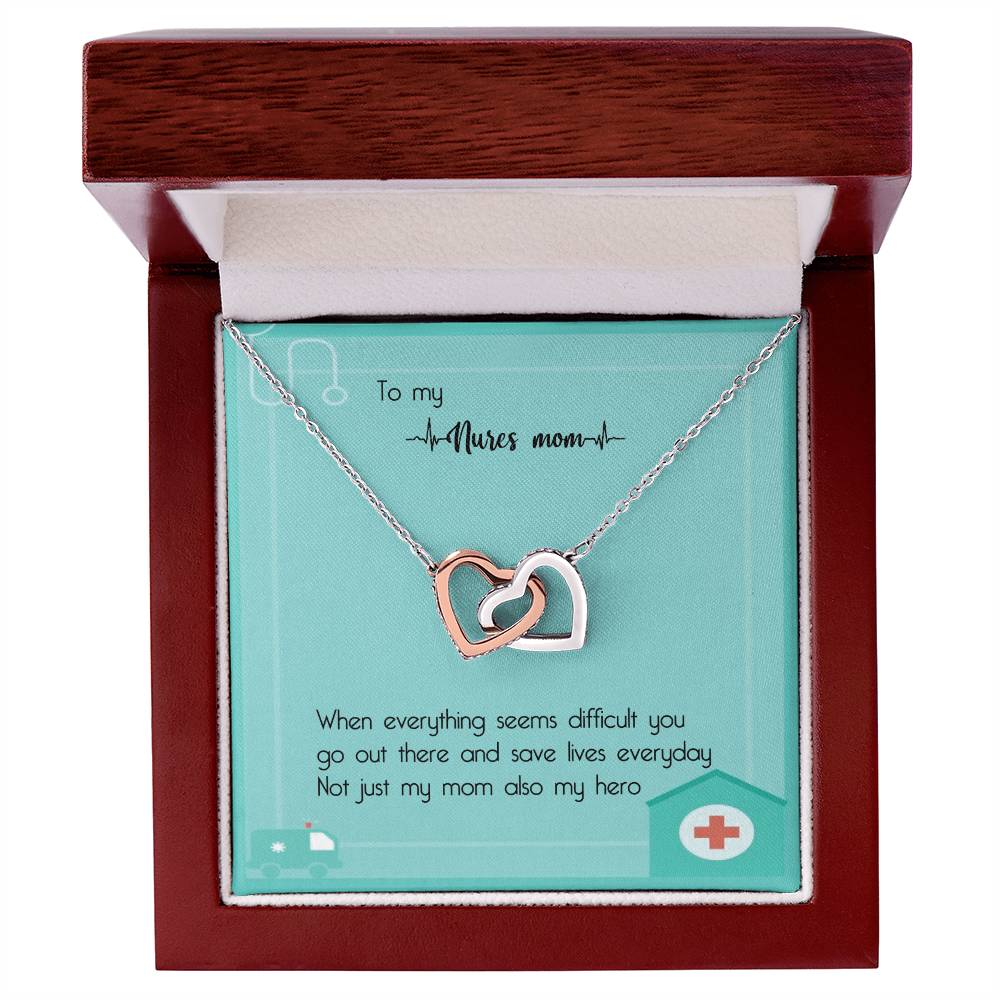 Nurse Mom Gift Interlocking Hearts Necklace Gift For Nurse Mom