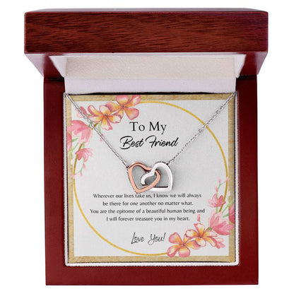 To My Best Friend Interlocking Hearts Necklace