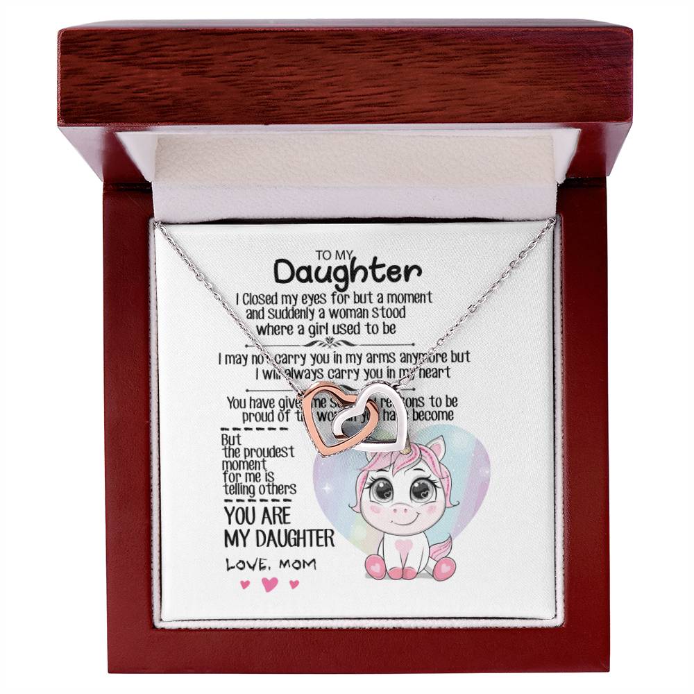 To My Daughter Interlocking Hearts Necklace