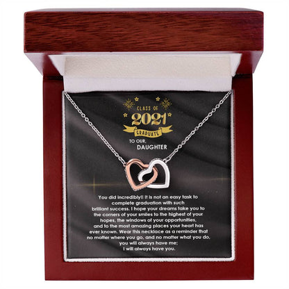 Interlocked Never-Ending Love Necklace For Incredible Graduate Daughter Interlocking Hearts Necklace
