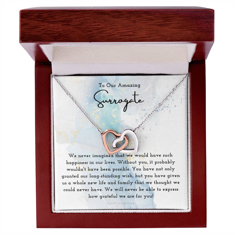 Surrogate Appreciation Gift Surrogate Gift Surrogate Gift With Message Card Surrogate Transfer Day Thank You Gift Interlocking Hearts Necklace