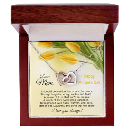 The Bond That We Share - Mother And Daughter Linked Hearts Necklace Interlocking Hearts Necklace