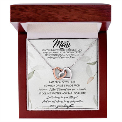 To My Mom Interlocking Hearts Necklace Message Card