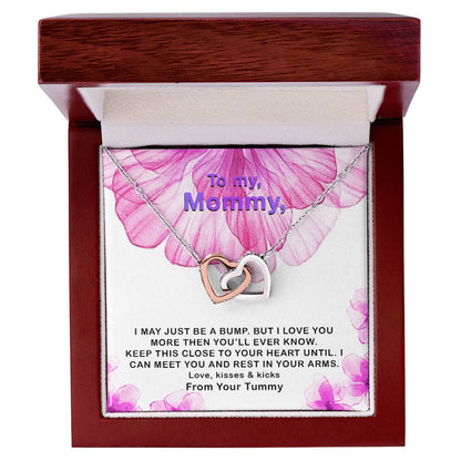 Mommy Love Forever ! I May Just Be A Bump Interlocking Hearts Necklace