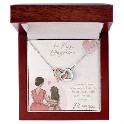 To My Daughter - 2 Interlocking Hearts Necklace