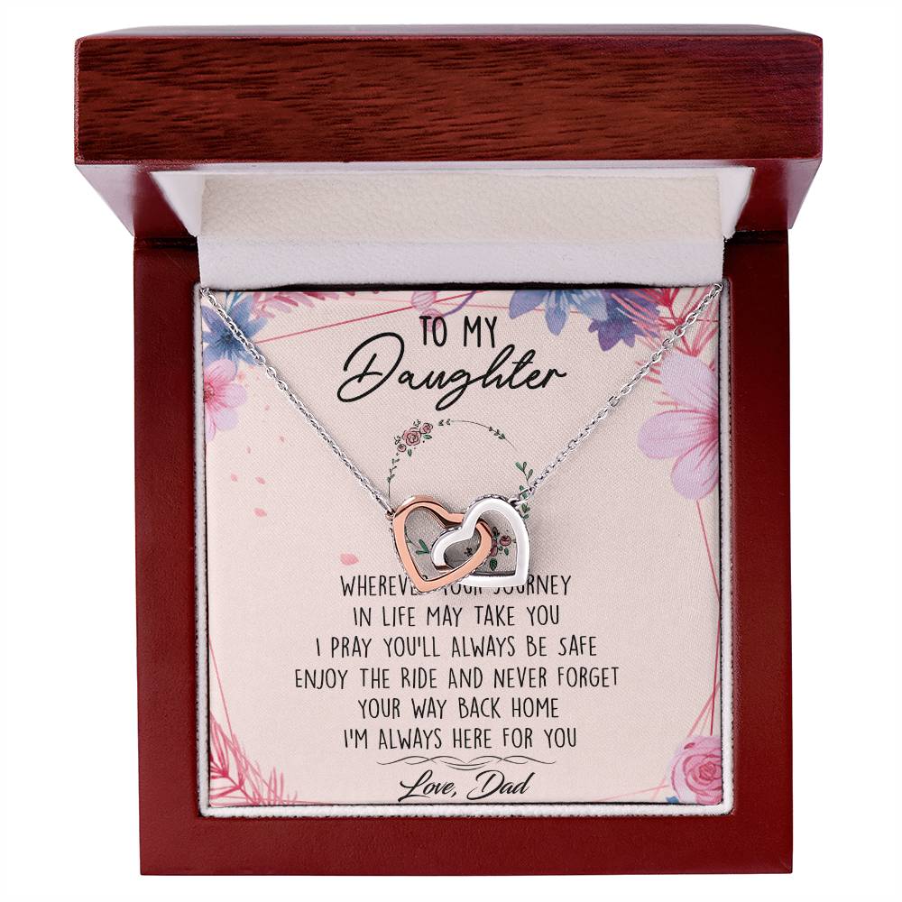 To My Daughter Interlocking Hearts Necklace Message Card