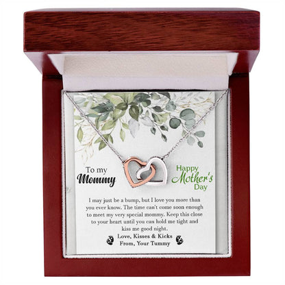 To My Mommy - From Your Tummy - Pregnancy Gift - Mother'S Day Gift - Luxury Necklace Interlocking Hearts Necklace