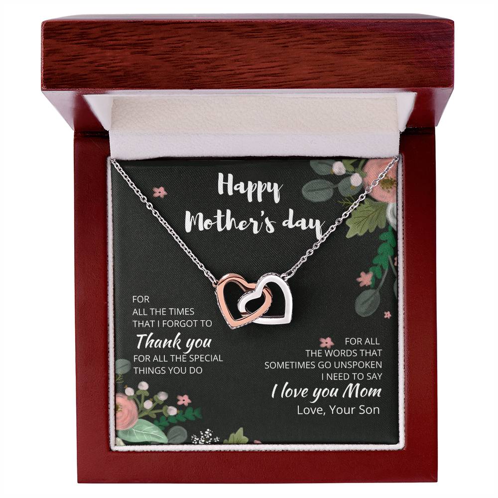 To My Mom - I Love You Forever - Necklace Interlocking Hearts Necklace