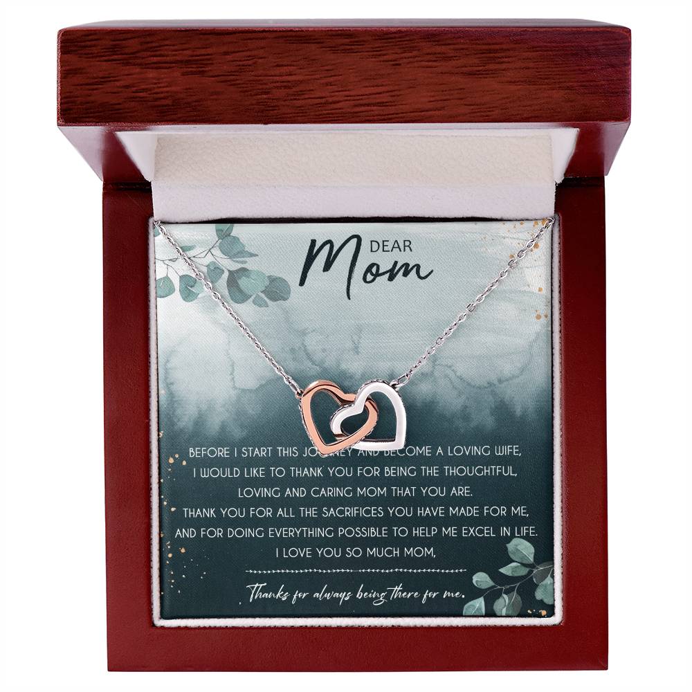 Dear Mom Interlocking Hearts Necklace Message Card