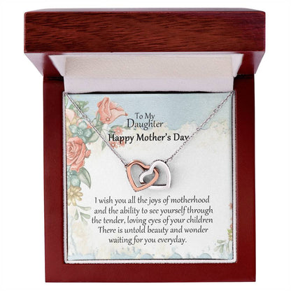 To My Daughter - Happy Mother'S Day - Interlocking Hearts Necklace - Gift For Daughter