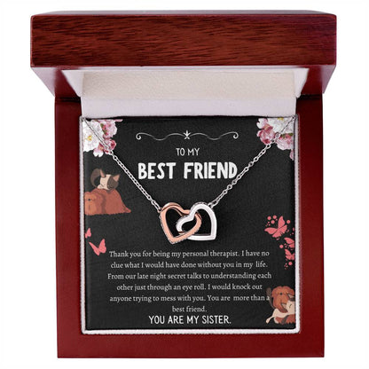 Interlocking Hearts Necklace For Bestfriend Message Card