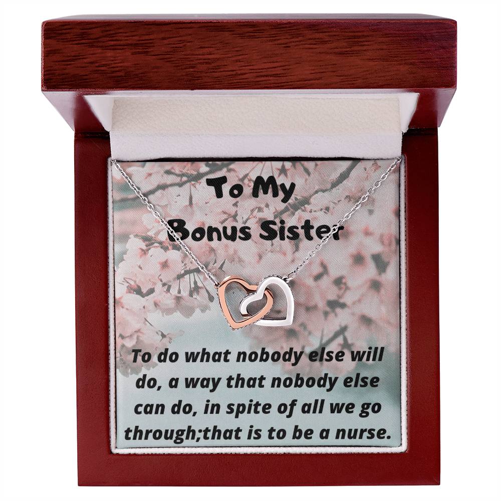 To My Nurse Sister Interlocking Hearts Necklace