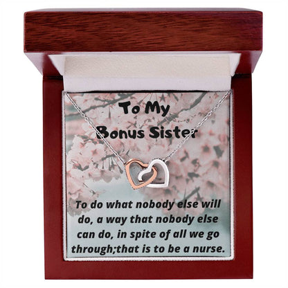 To My Nurse Sister Interlocking Hearts Necklace