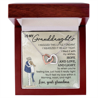 To My Granddaughter Interlocking Hearts Necklace Message Card