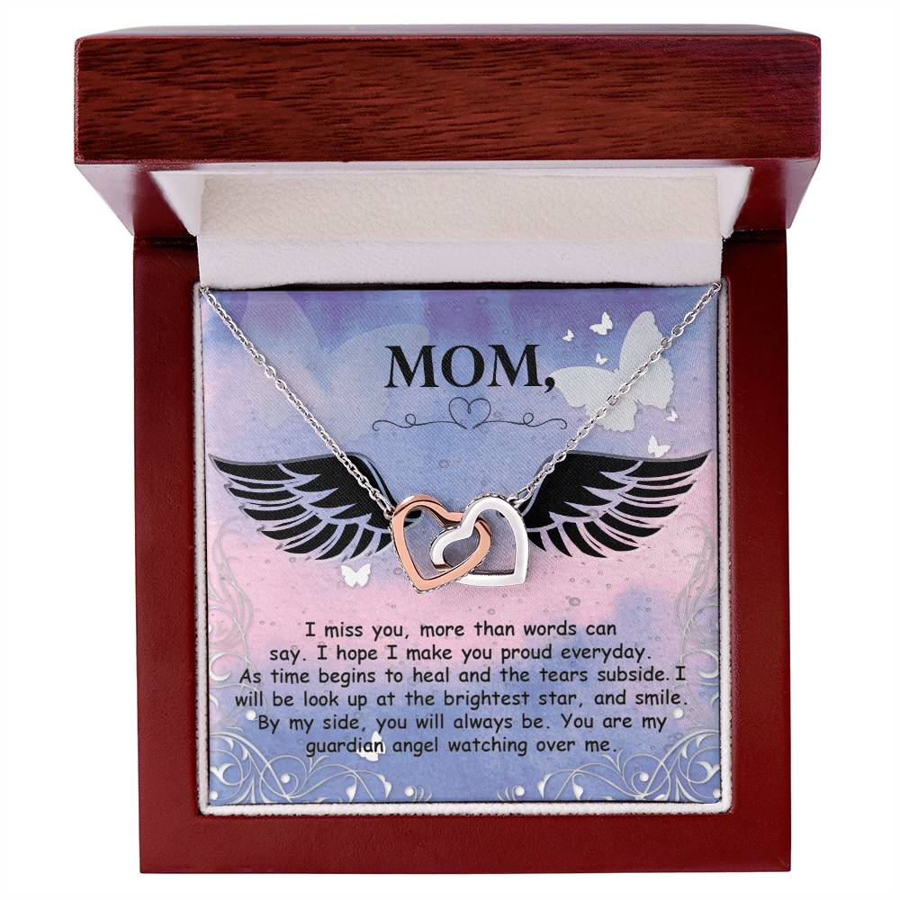 Mom - I Miss You More Than Words Can Say - Interlocking Heart Necklace Interlocking Hearts Necklace