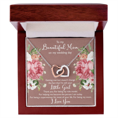 To My Beautiful Mom On My Wedding Day Interlocking Hearts Necklace