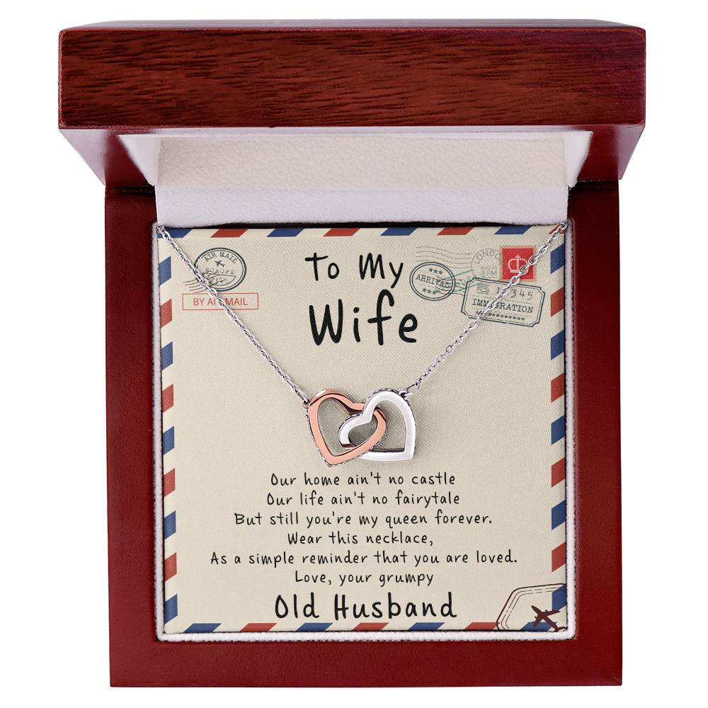 To My Wife - I Love You Message - Tmw17 Interlocking Hearts Necklace