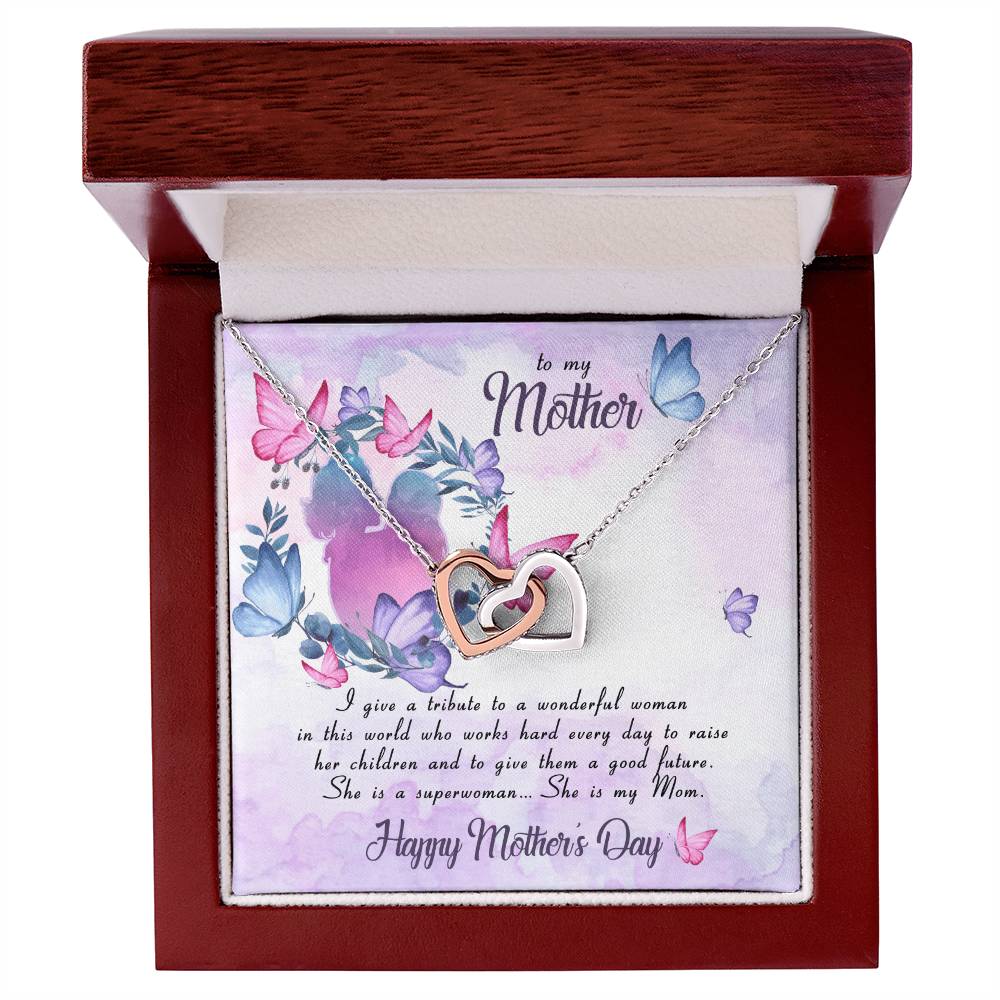 Mothers Day Gift - Mothers Day Gift From Daughter - Gift For Mom Mother'S Day Necklace With Card - Mothers Day Jewelry Mothers Day Card Interlocking Hearts Necklace