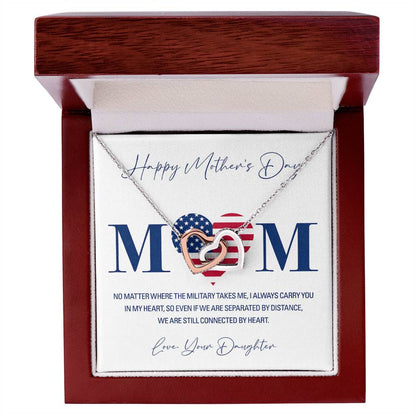 Military Daughter Carry You In My Heart Mother'S Day Necklace Interlocking Hearts Necklace