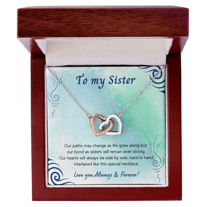 To My Sister Interlocking Hearts Necklace
