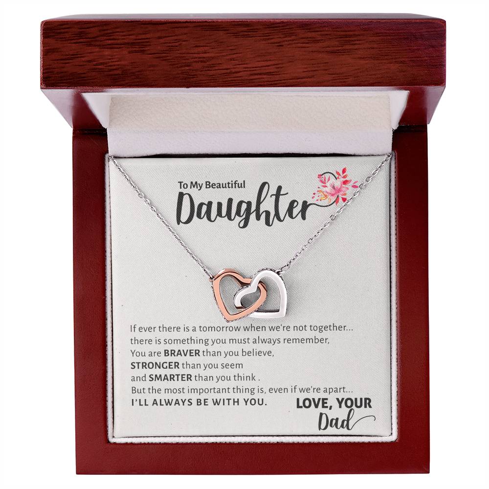 To My Beautiful Daughter - I'Ll Always Be With You Interlocking Hearts Necklace