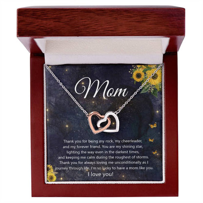 Thank You Mom Interlocking Hearts Necklace