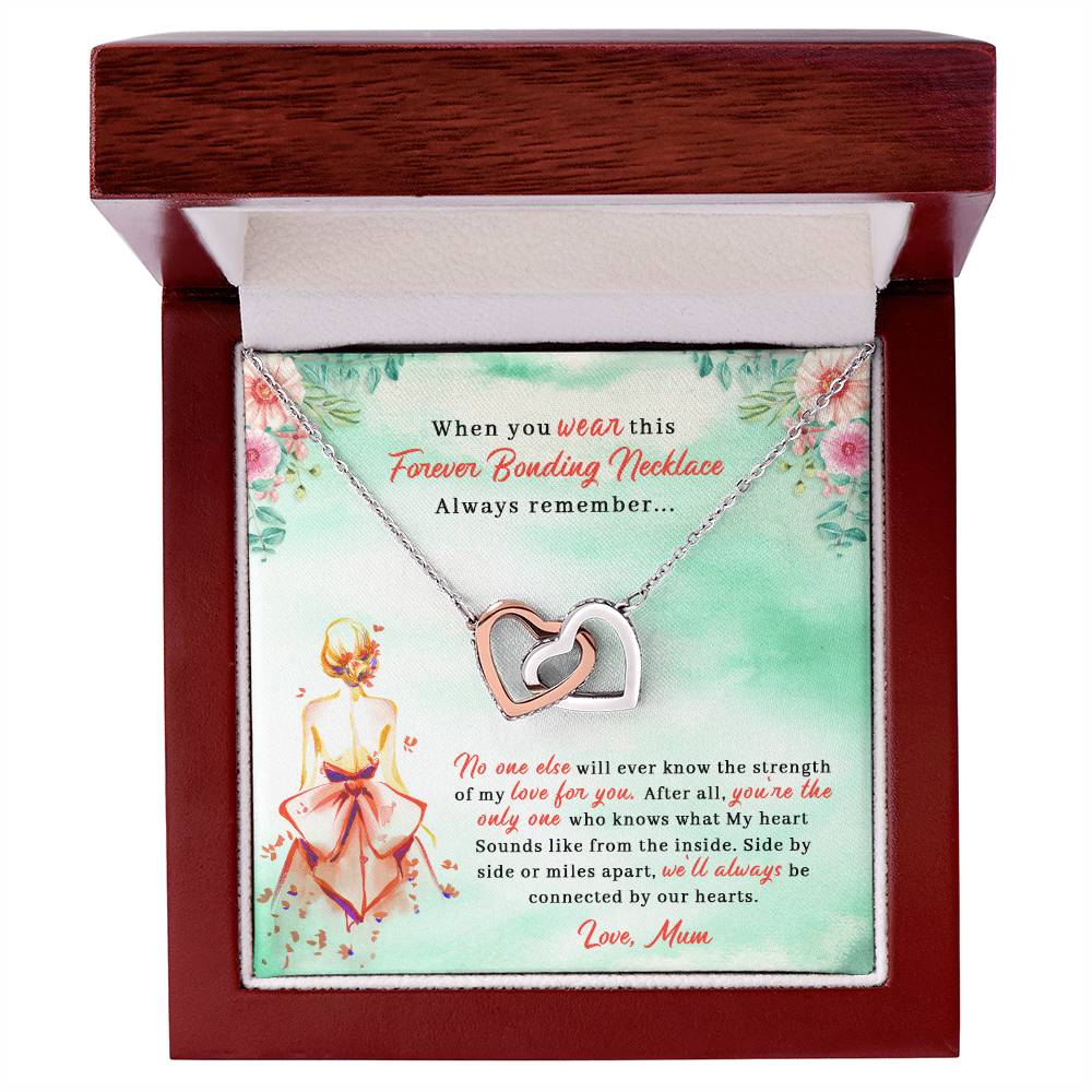 To My Daughter - Unique Heart Bonding Necklace Gift Set Interlocking Hearts Necklace