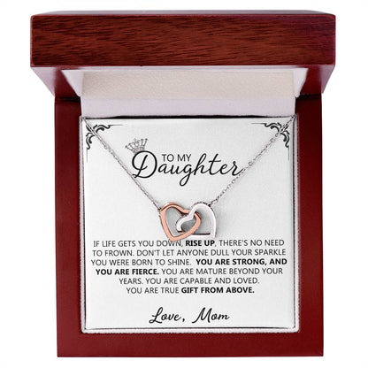 To My Daughter - Unique Interlocking Hearts Binding Necklace Gift Set Interlocking Hearts Necklace