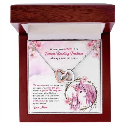 To My Daughter - Unique Heart Bonding Necklace Gift Set Interlocking Hearts Necklace