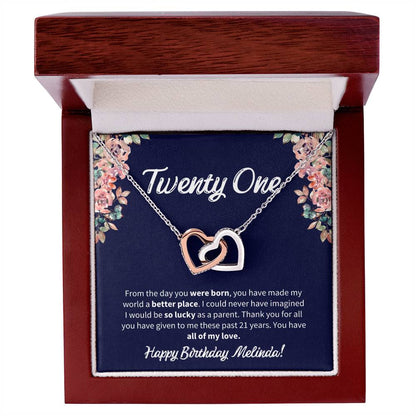 Twenty One Birthday All Of My Love Interlocked Hearts Necklace Interlocking Hearts Necklace