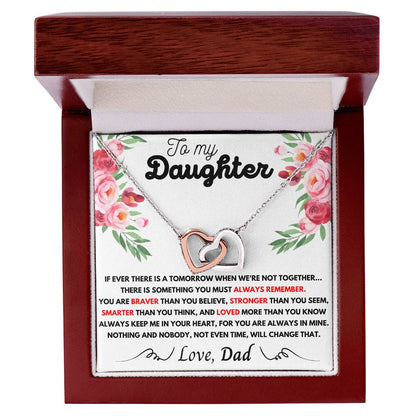 To My Daughter - My Love Is Forever Dad - Necklace Interlocking Hearts Necklace
