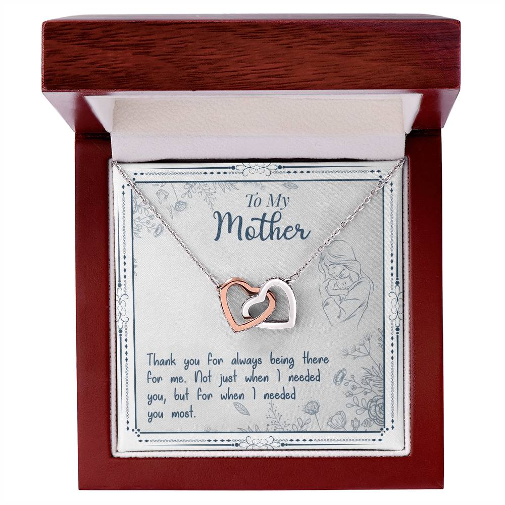 To My Mother Thank You For Always Being There For Me Interlocking Hearts Necklace