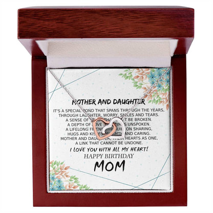 Mom Birthday Card Poem Mother And Daughter Love Interlocking Hearts Necklace