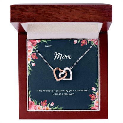 To My Mom Interlocking Necklace Floral Interlocking Hearts Necklace