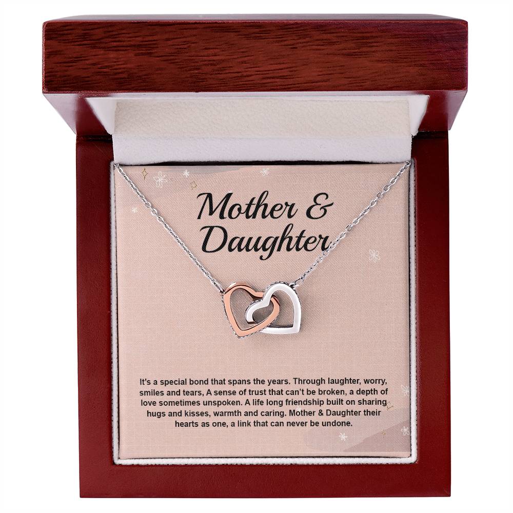 Mother Daughter It'S A Special Bond That Spans The Years Interlocking Hearts Necklace