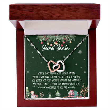 Secret Santa Interlocking Hearts Necklace Message Card