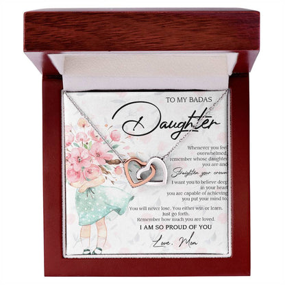 To My Badass Daughter Necklace From Mom Badass Daughter Jewelry Daughter Necklace From Mom Daughter Necklace Personalized Daughter Necklace Interlocking Hearts Necklace