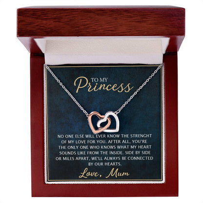 To My Daughter - Unique Heart Bonding Necklace Gift Set Interlocking Hearts Necklace