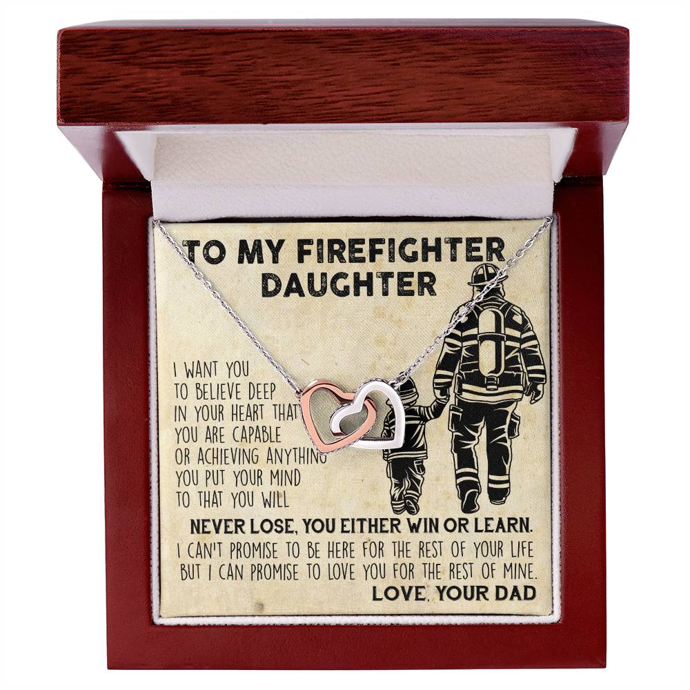 Firefighter Daughter Gift To Firefighter Daughter Gift From Dad Firefighter Daughter Necklace Interlocking Hearts Necklace