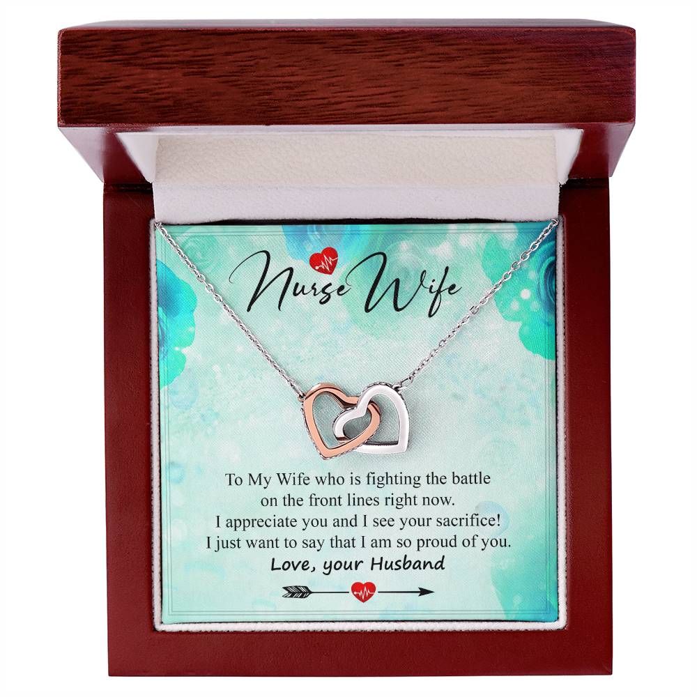 A Special Gift For Nurse Wife - Who Is Fighting On The Front Lines. Interlocking Hearts Necklace