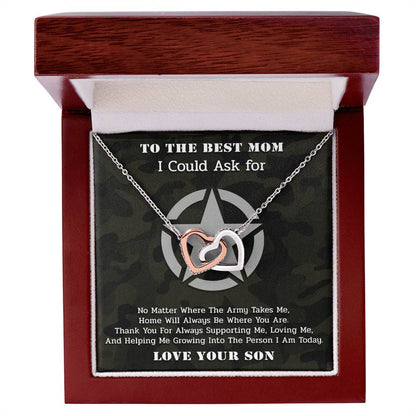 The Best Army Mom - Interlocked Necklace Interlocking Hearts Necklace