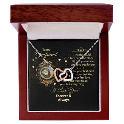 To My Girlfriend - Forever & Always Necklace Interlocking Hearts Necklace