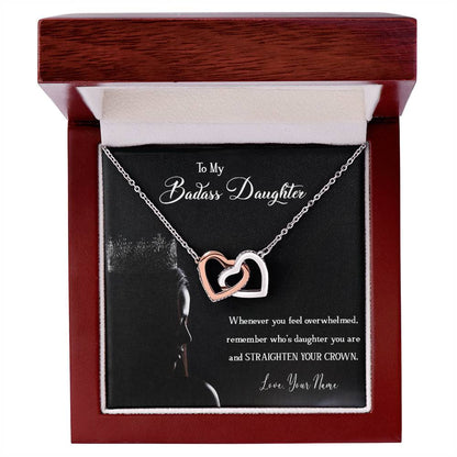 To My Badass Daughter Badass Daughter Necklace Gift For Daughter Necklace To My Badass Daughter Daughter Birthday Interlocking Hearts Necklace