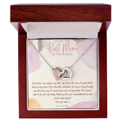Best Mom Interlocking Hearts Necklace